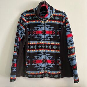 Ralph Lauren Chaps Sport Blue Aztec Southwest Fleece Jacket Full Zip XXL DR04